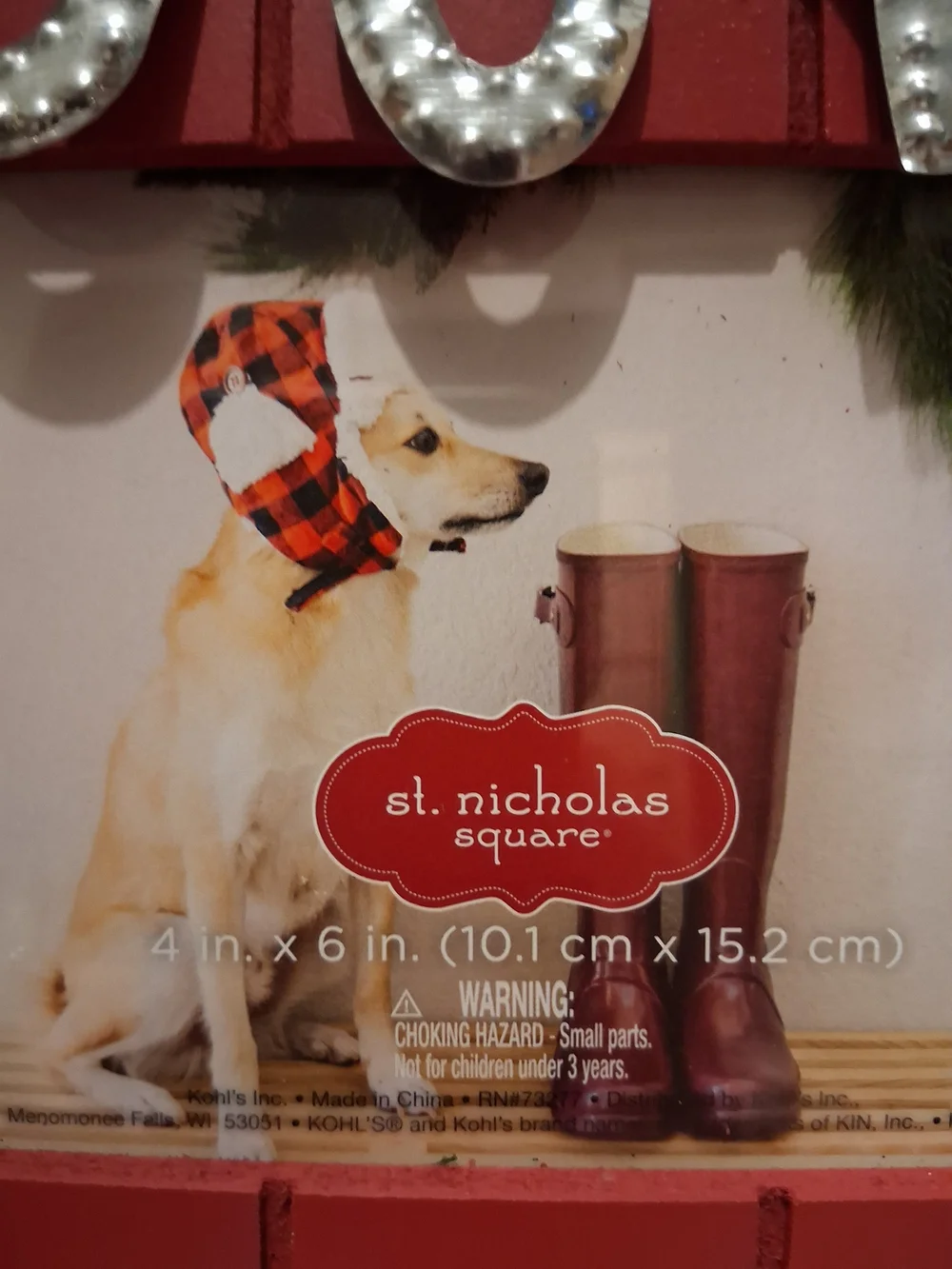 St. Nicholas Square Red Holiday Frame with Sparkling JOY and Snowmen